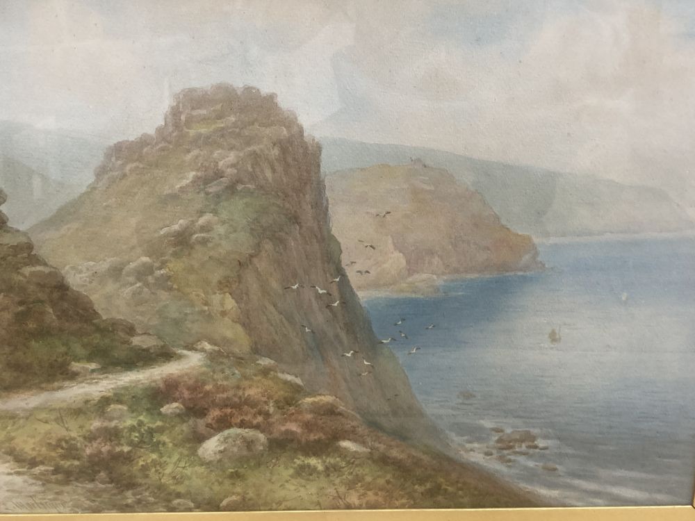 Lewis Mortimer (fl.1920-30), watercolour, Cake Rock, Lynton, signed, 36 x 49cm